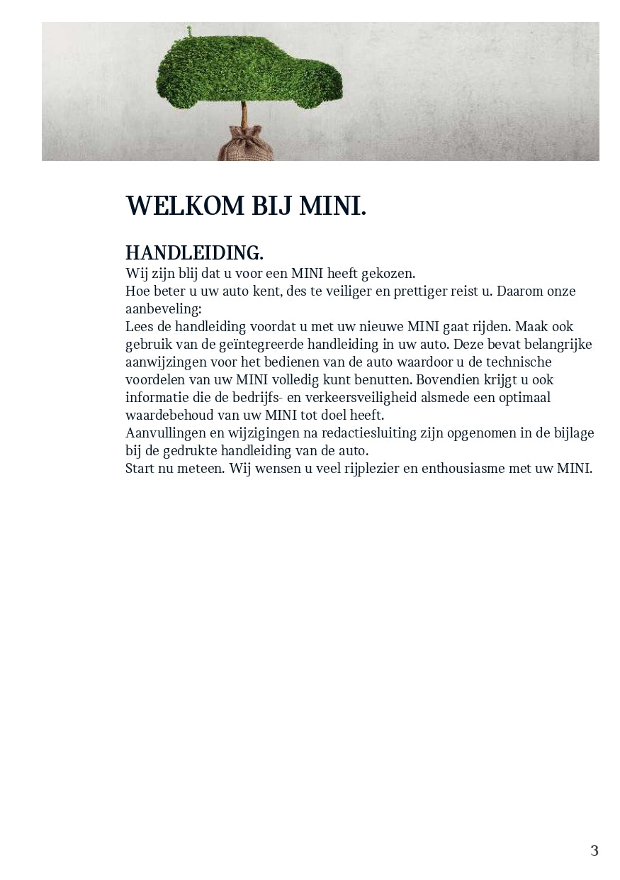 2021 Mini Mini 3 Door/Mini 5 Door Owner's Manual | Dutch