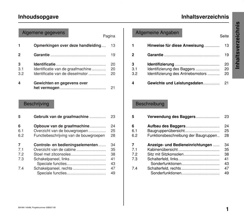 Atlas 1404 Owner's Manual | Dutch/German