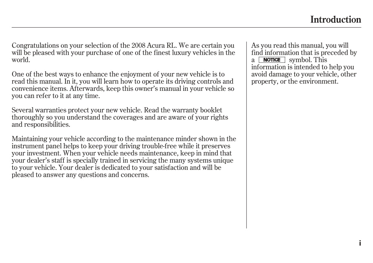 2008 Acura RL Owner's Manual | English