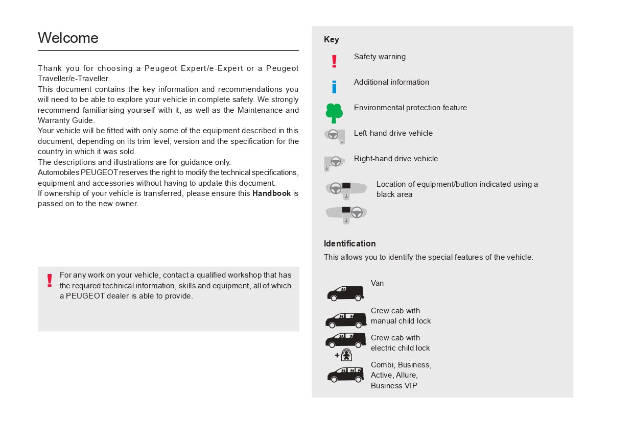 2024 Peugeot Expert/e-Expert/Traveller/e-Traveller Bedienungsanleitung | Englisch