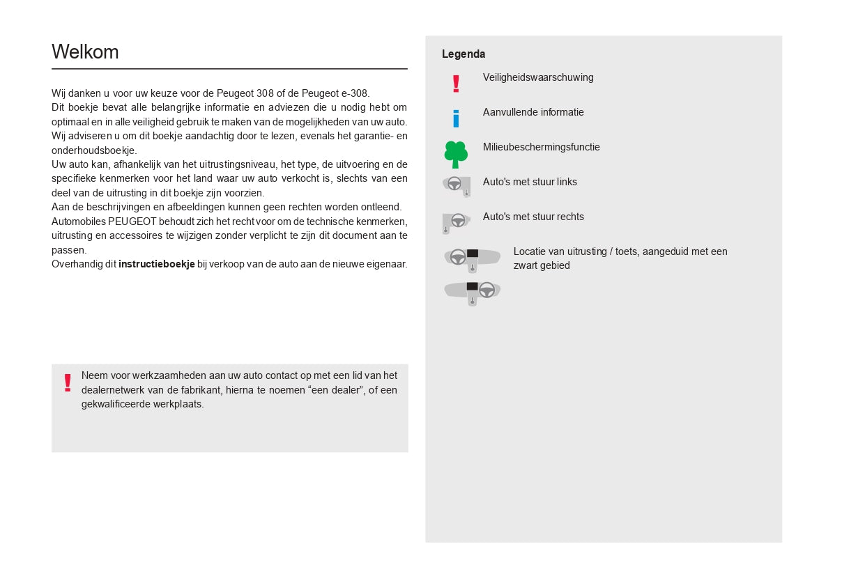 2023-2024 Peugeot 308/308SW Owner's Manual | Dutch