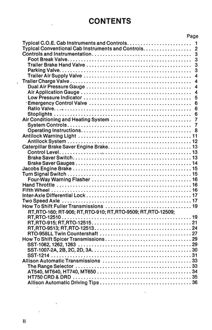 1977 Peterbilt 282/289/300/348/352/352H/353/359/387 Owner's Manual | English