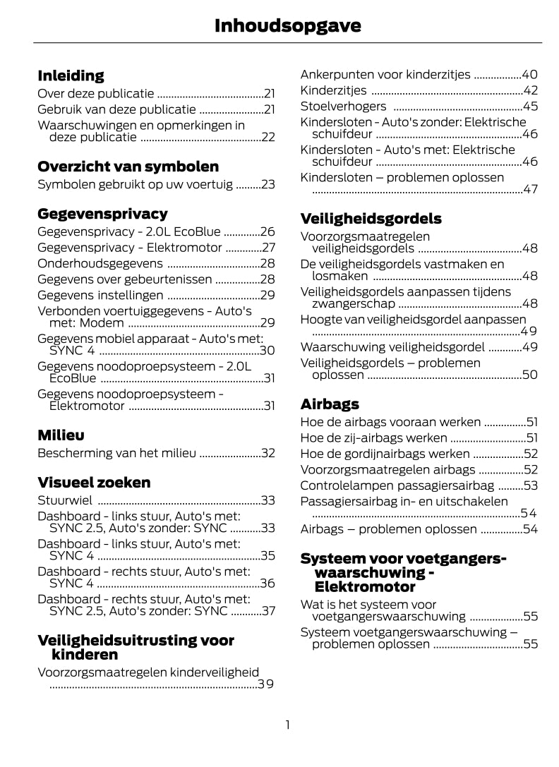 2022-2024 Ford Transit Owner's Manual | Dutch