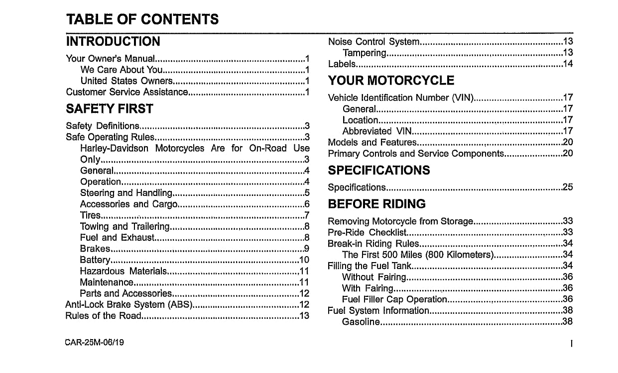 2020 Harley-Davidson Touring Bedienungsanleitung | Englisch