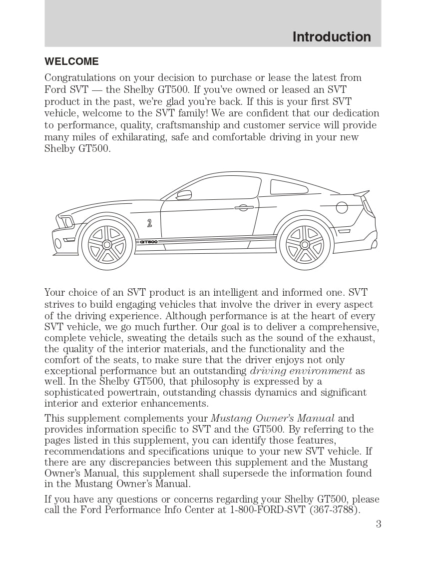 2011 Ford Shelby GT500 Supplement Manual | English