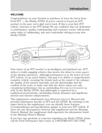 2011 Ford Shelby GT500 Supplement Manual | English