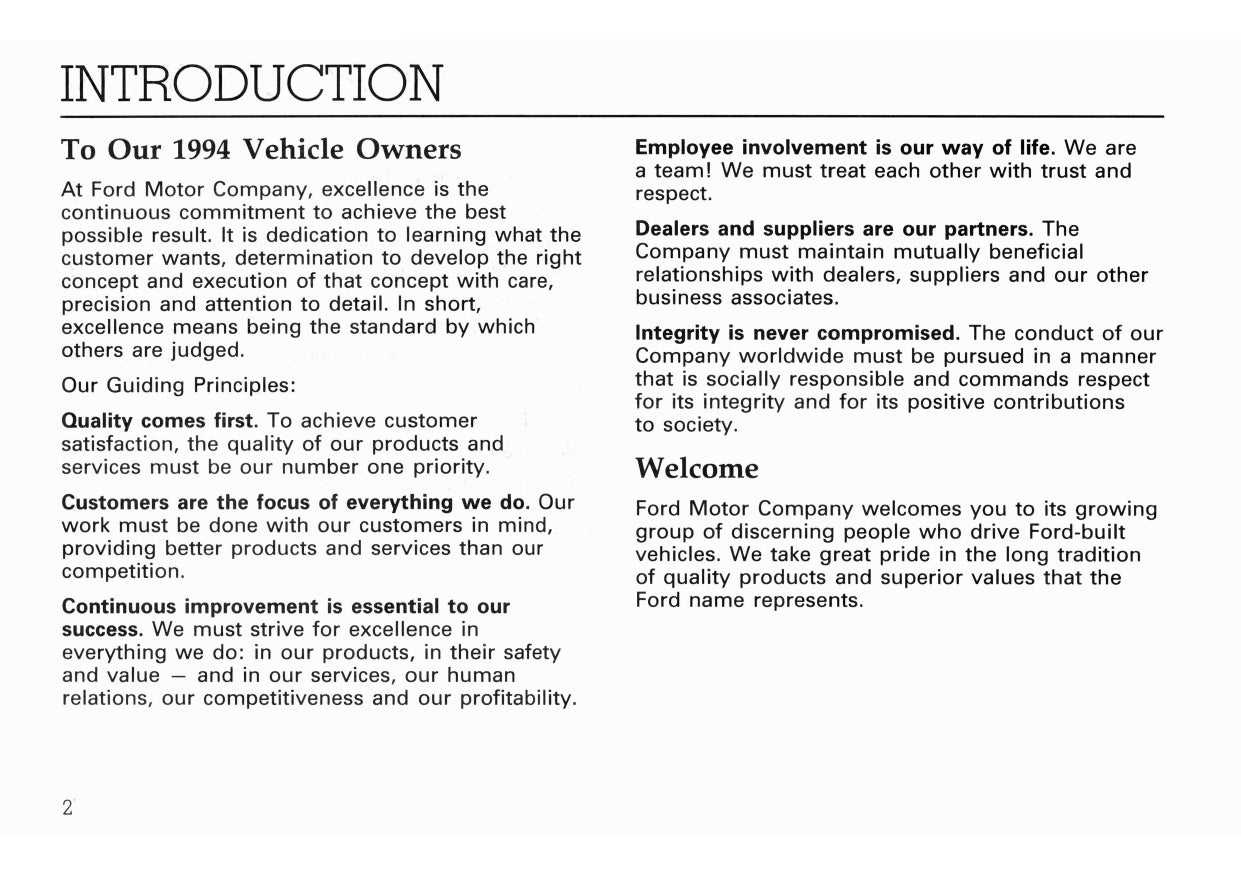 1994 Ford F Series Diesel/B Series Diesel Owner's Manual | English