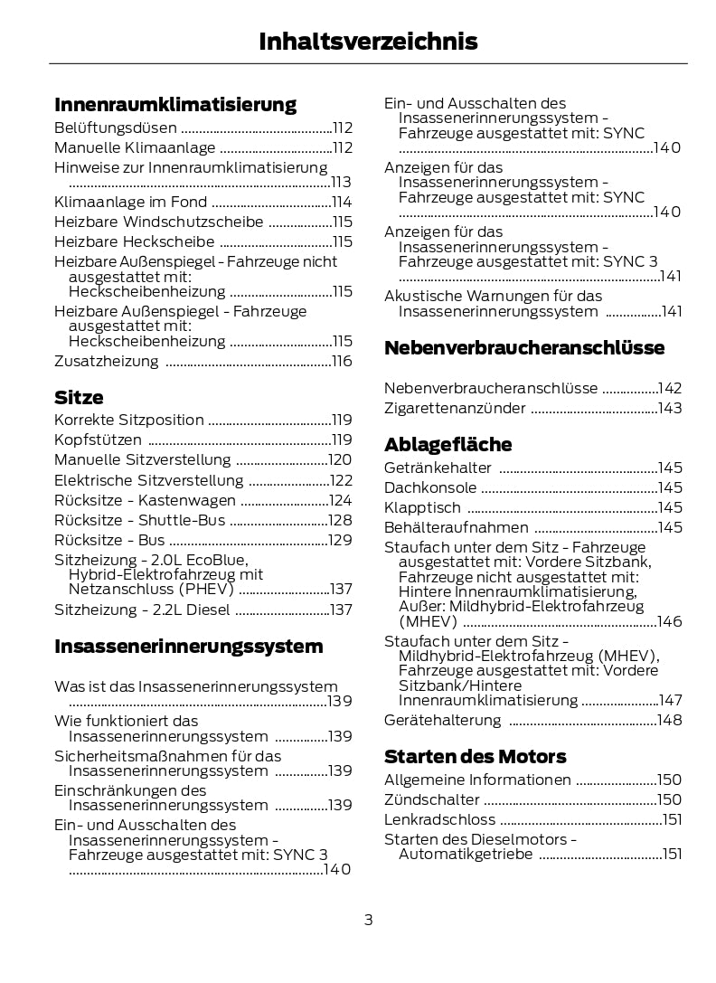 2021-2023 Ford Transit Custom Owner's Manual | German