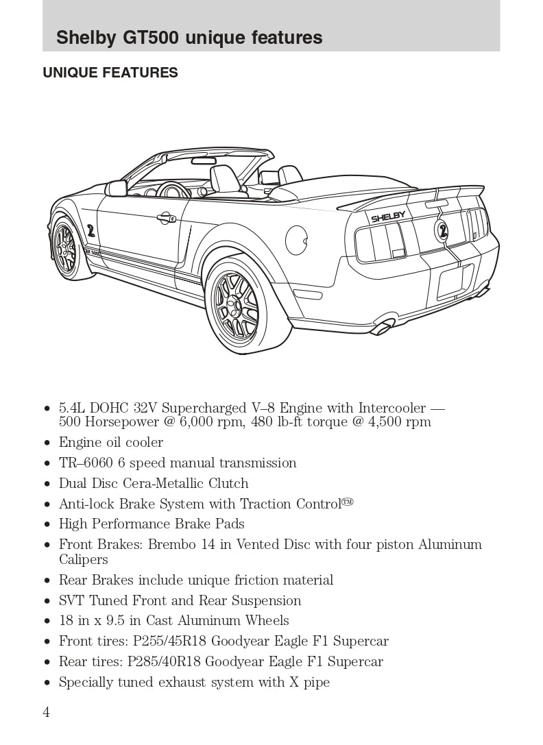 2007 Ford Shelby GT500 Owner's Manual | English