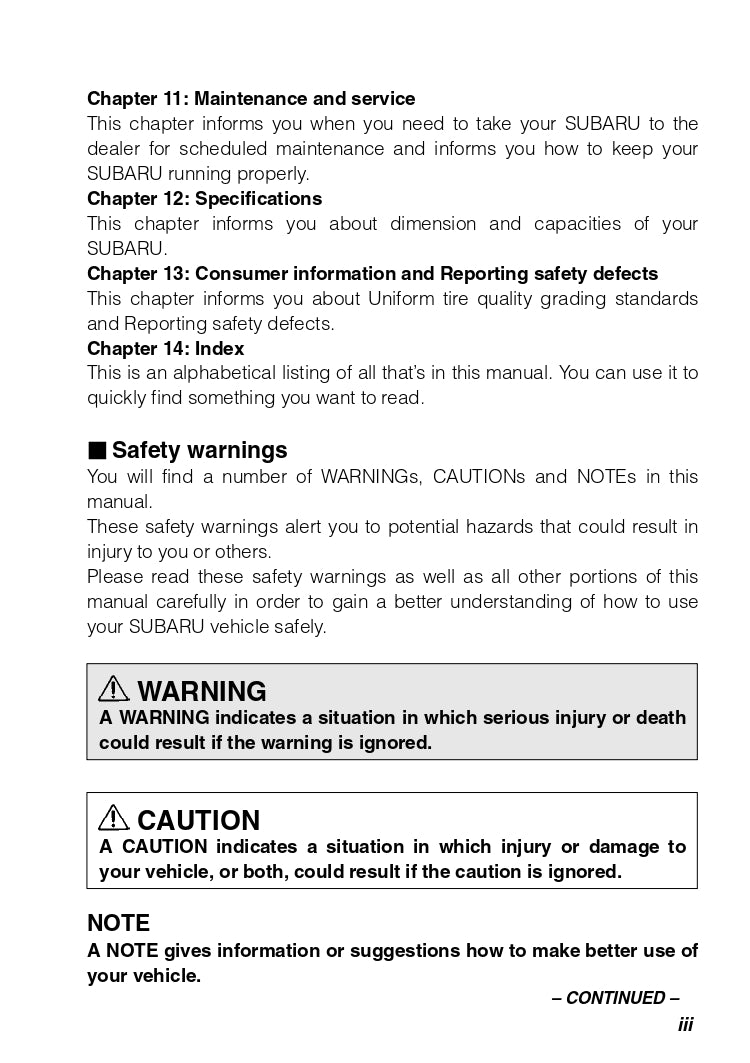 2003 Subaru Baja Owner's Manual | English