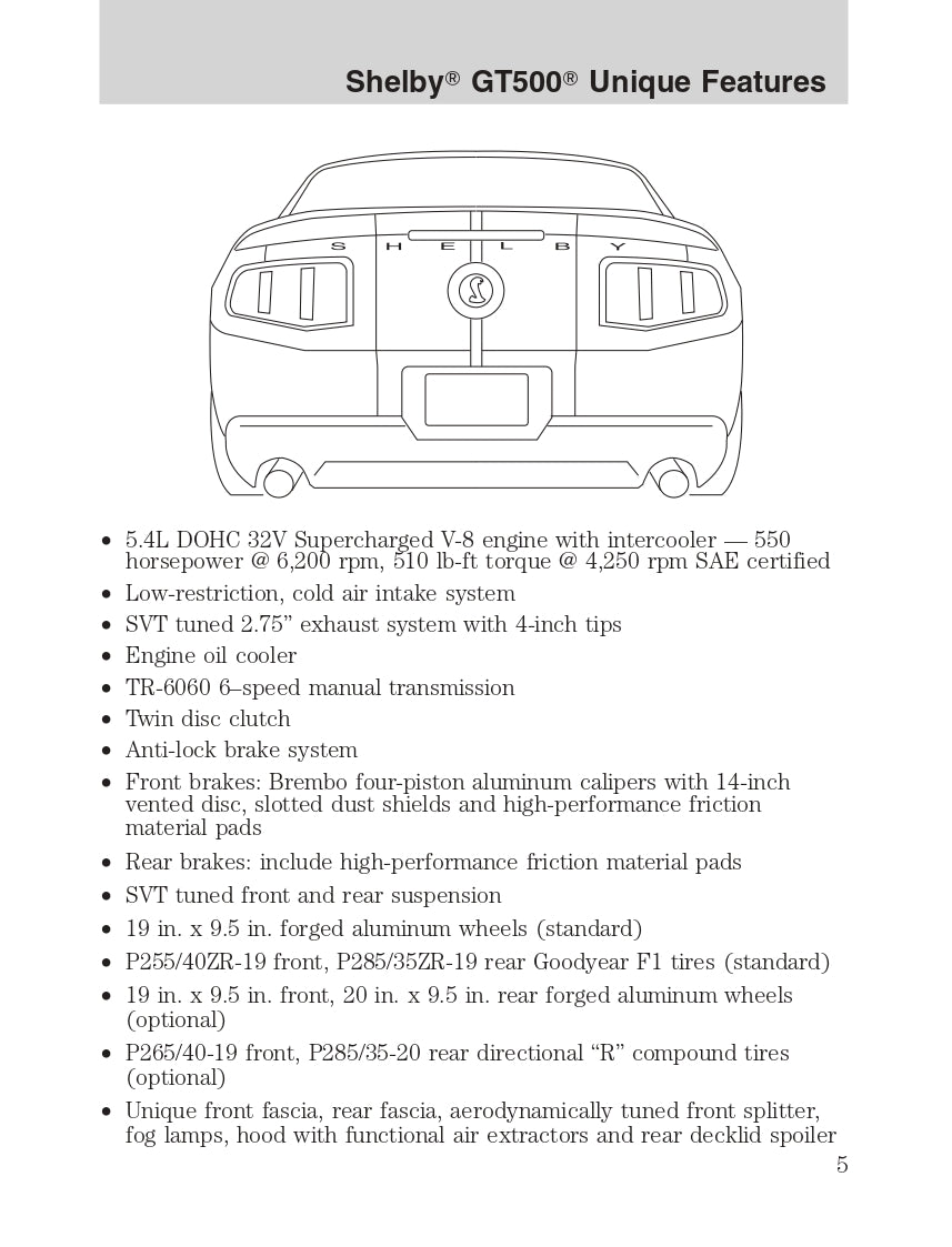 2011 Ford Shelby GT500 Supplement Manual | English