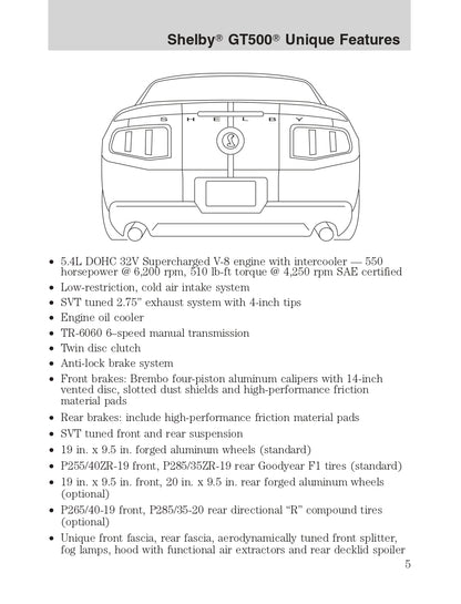 2011 Ford Shelby GT500 Supplement Manual | English