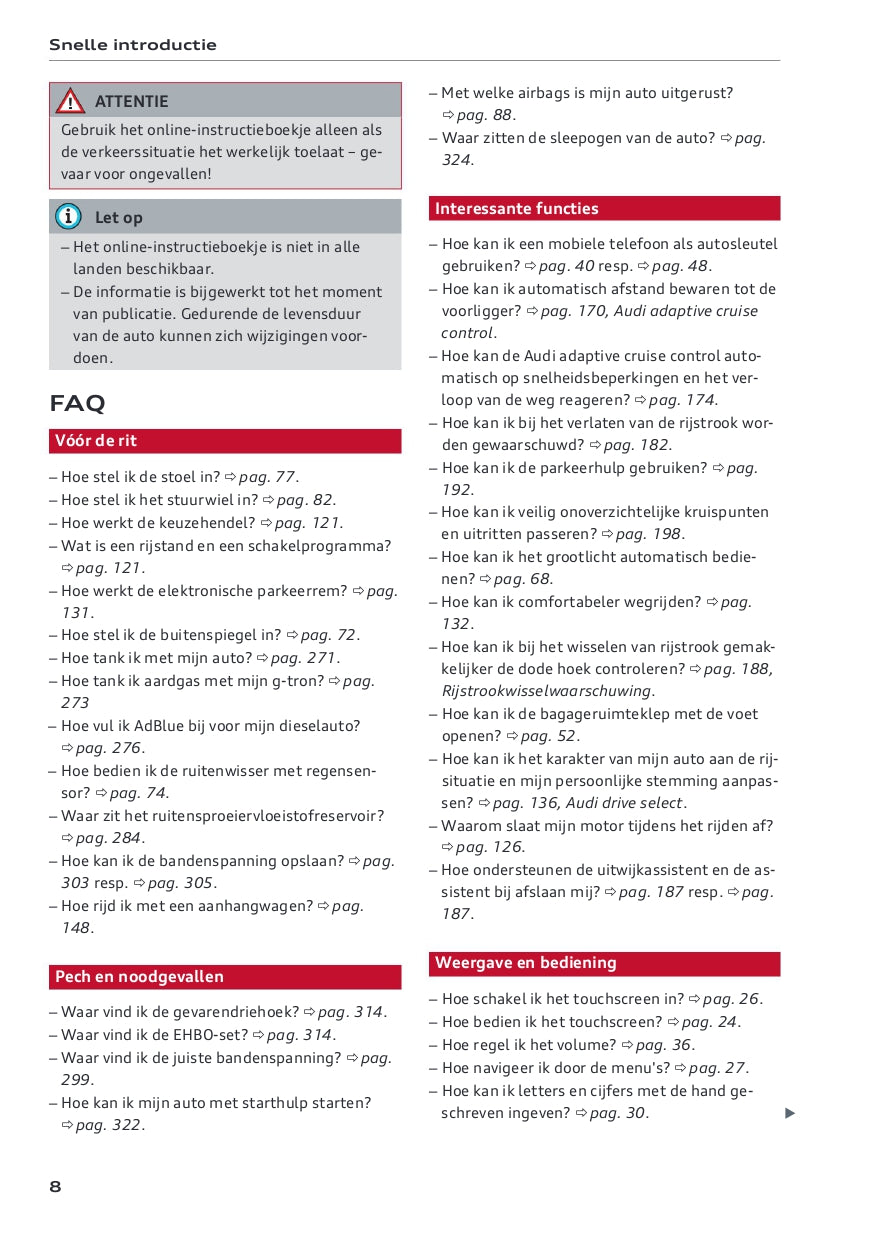 2022-2023 Audi A5 Owner's Manual | Dutch