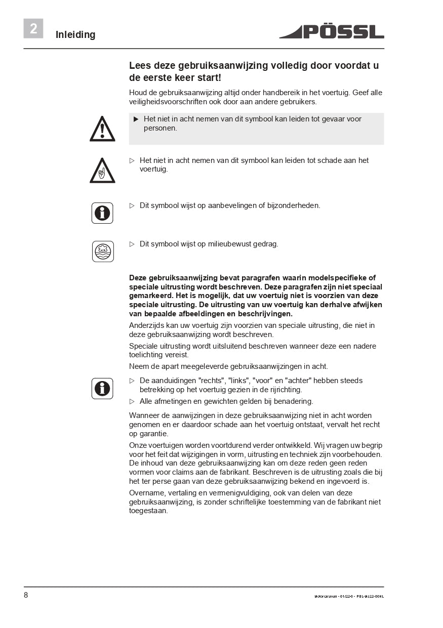 2019-2021 Pössl 2WIN Plus Owner's Manual | Dutch