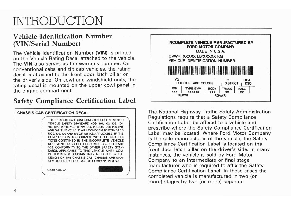 1994 Ford F Series Diesel/B Series Diesel Owner's Manual | English