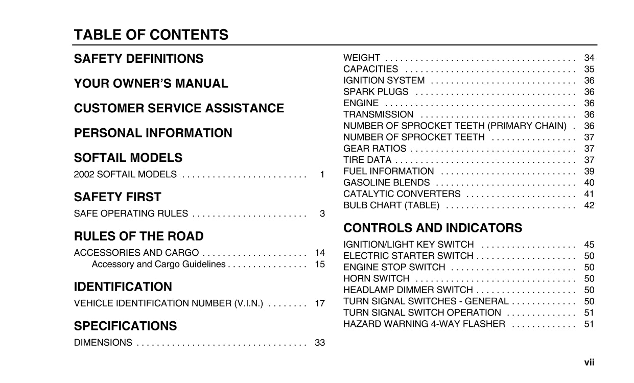 2002 Harley-Davidson Softail Owner's Manual | English