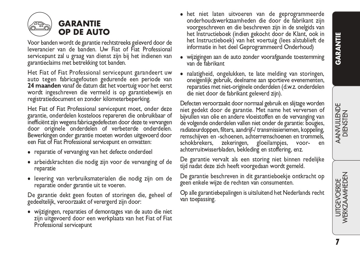 Fiat Service & Garantieboekje 2023