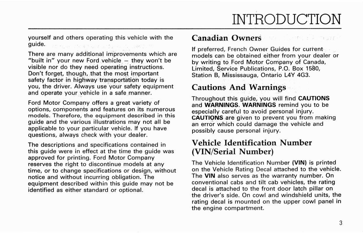 1993 Ford L-Series Owner's Manual | English