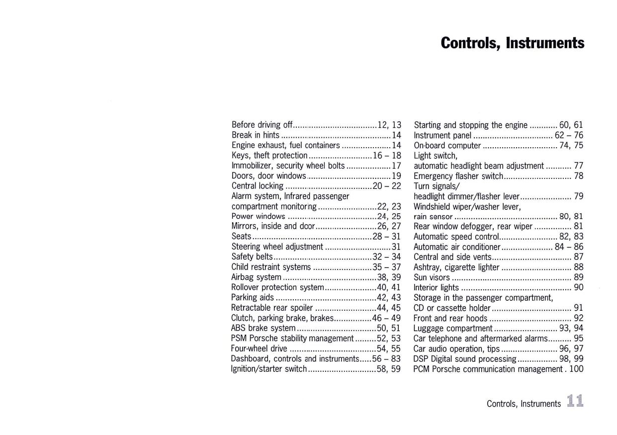 2000 Porsche 911 Carrera/911 Carrera 4 Owner's Manual | English