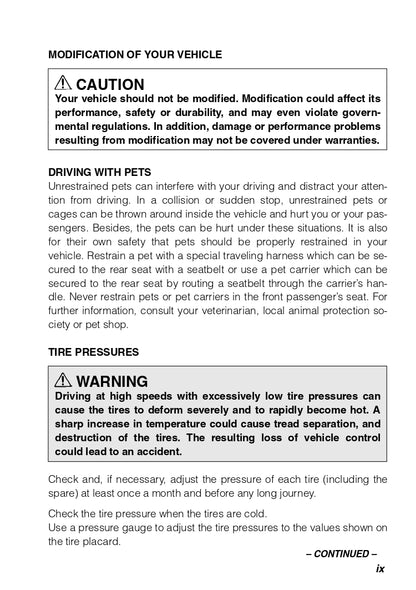 2003 Subaru Baja Owner's Manual | English