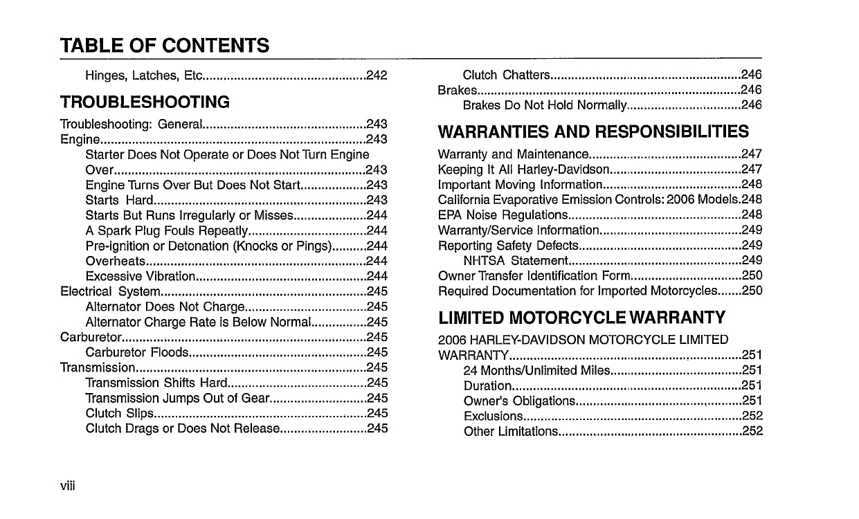 2006 Harley-Davidson Touring Bedienungsanleitung | Englisch