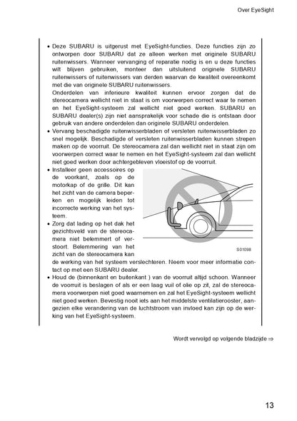 2019 Subaru Outback/Legacy Eyesight Manual | Dutch