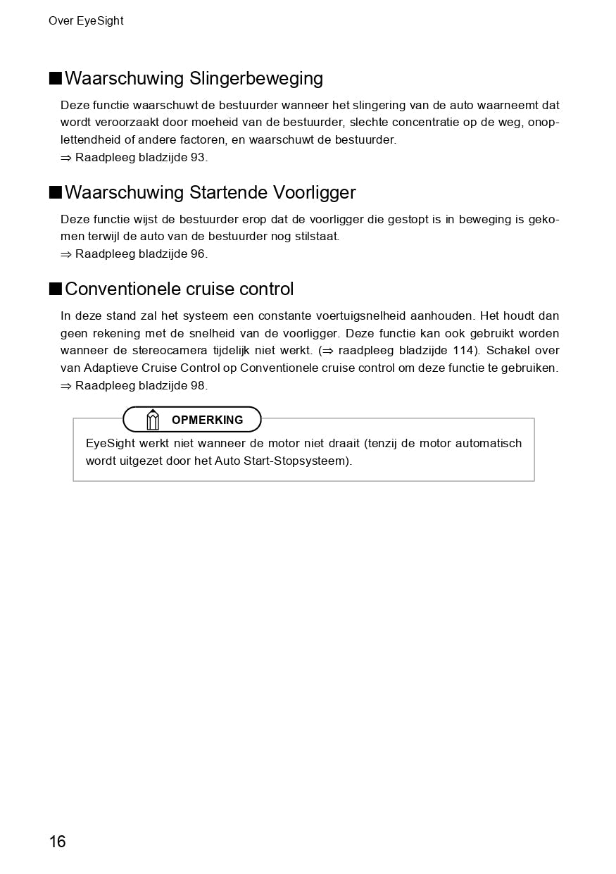 2019 Subaru Outback/Legacy Eyesight Manual | Dutch