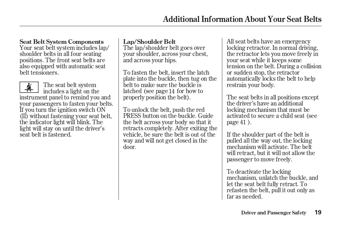 2004 Honda Element Owner's Manual | English