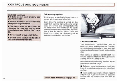 1990 Audi Quattro V8 Owner's Manual | English