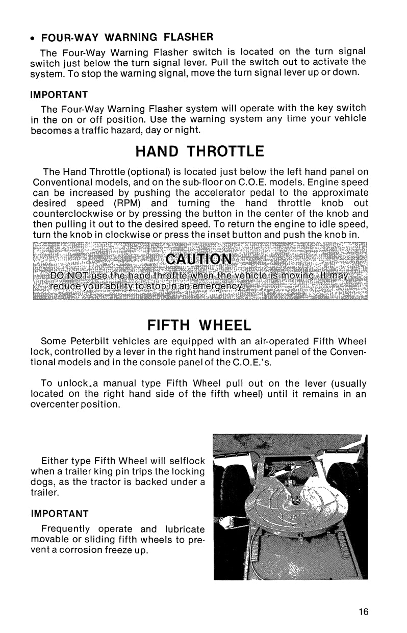 1977 Peterbilt 282/289/300/348/352/352H/353/359/387 Owner's Manual | English