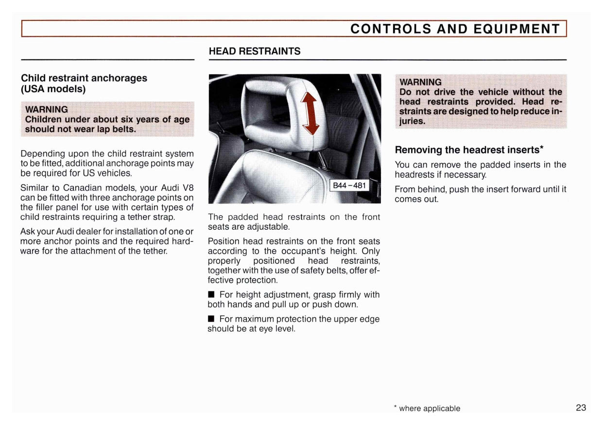 1990 Audi Quattro V8 Owner's Manual | English