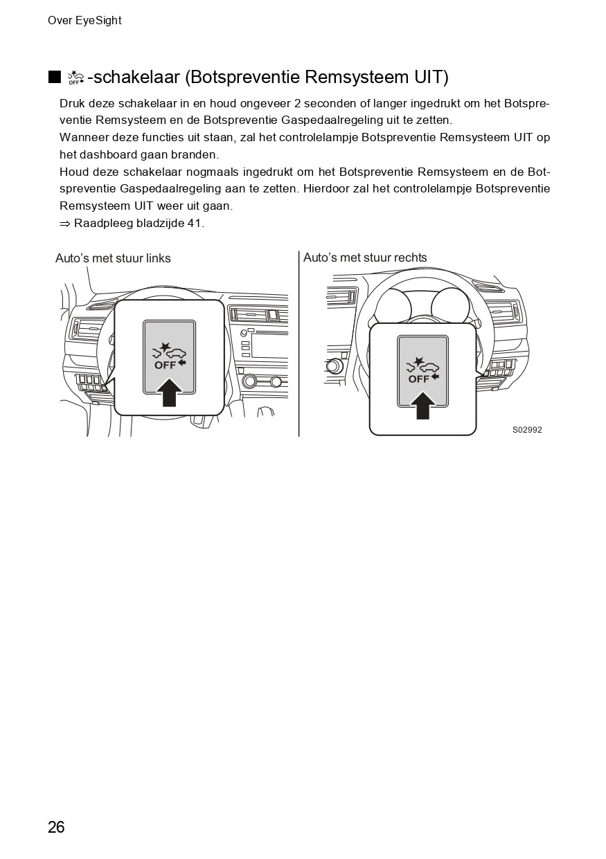 2019 Subaru Outback/Legacy Eyesight Manual | Dutch