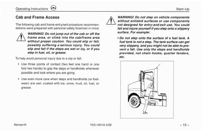 2004-2010 Kenworth W900/T600/T660/T800/C500 Manuel du propriétaire | Anglais