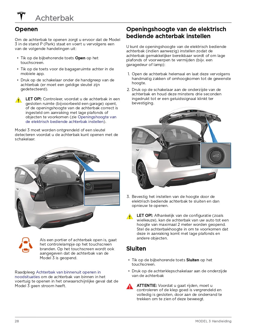 2024 Tesla Model 3 Bedienungsanleitung | Niederländisch