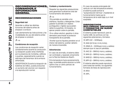 Abarth 595 / 695 Uconnect Radio 7.0 Nav Instrucciones 2016 - 2018