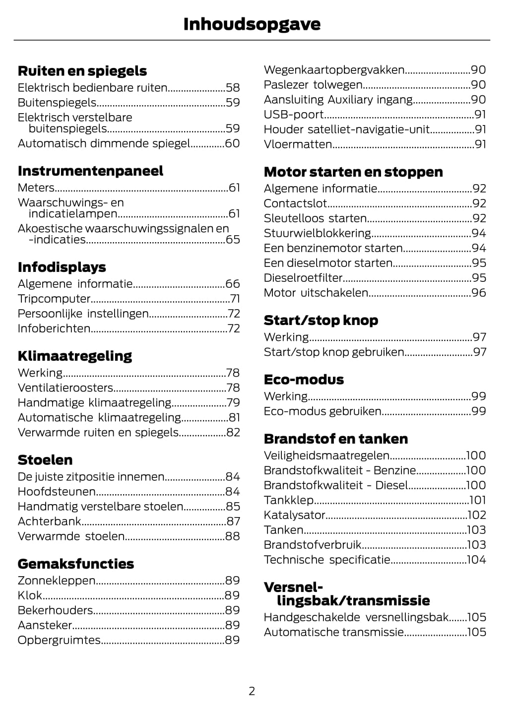 2012 Ford Fiesta Owner's Manual | Dutch