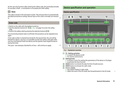 Skoda Radio Swing Owner's Manual 2013