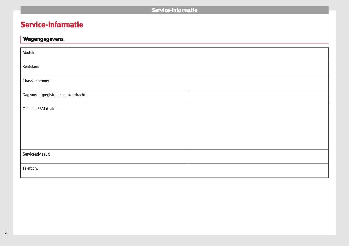 Seat Onderhoudsprogramma Handleiding