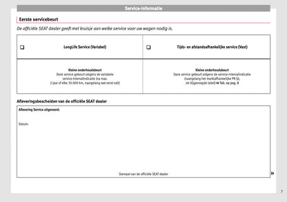 Seat Onderhoudsprogramma Handleiding