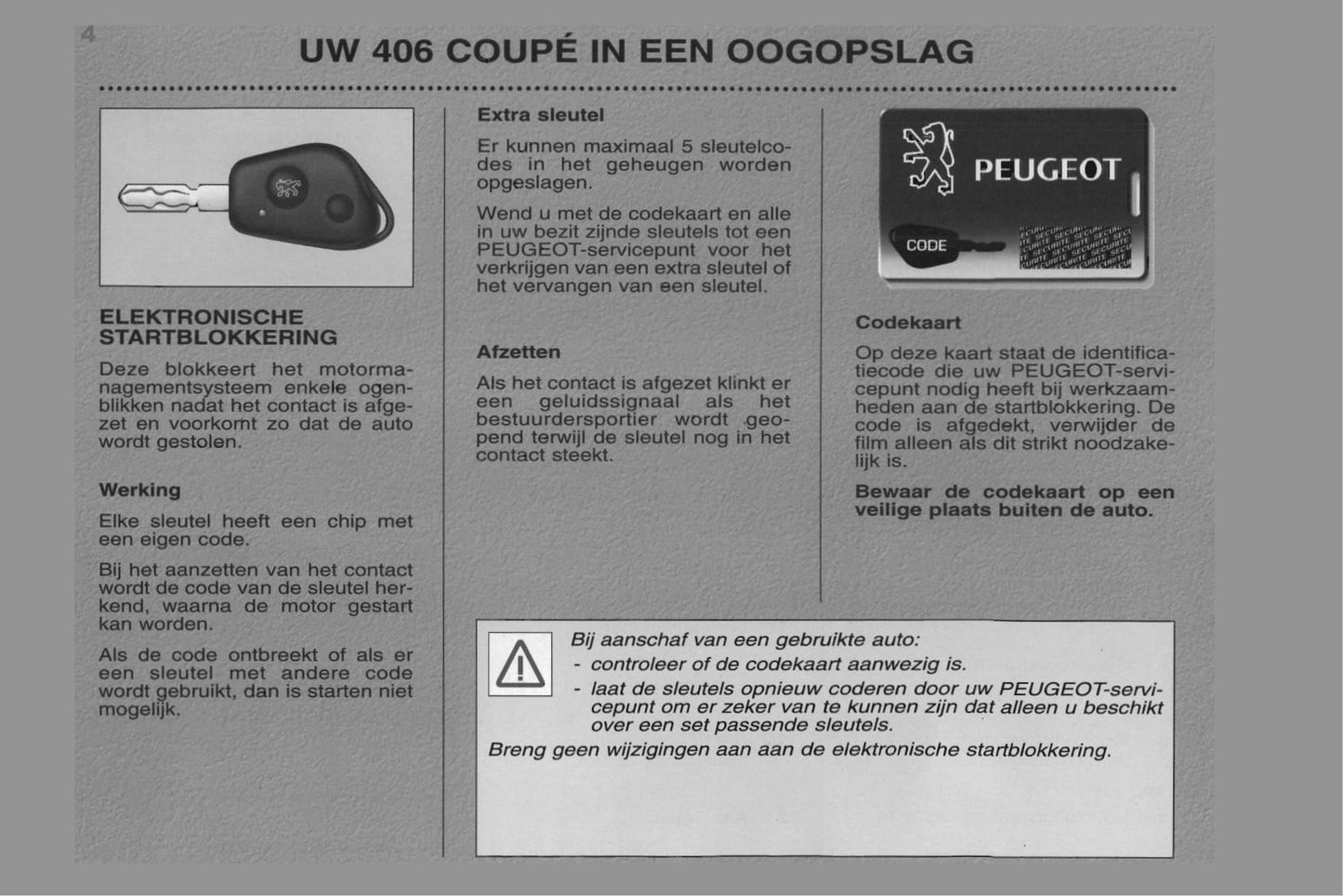 1998-2000 Peugeot 406 Coupé Owner's Manual | Dutch