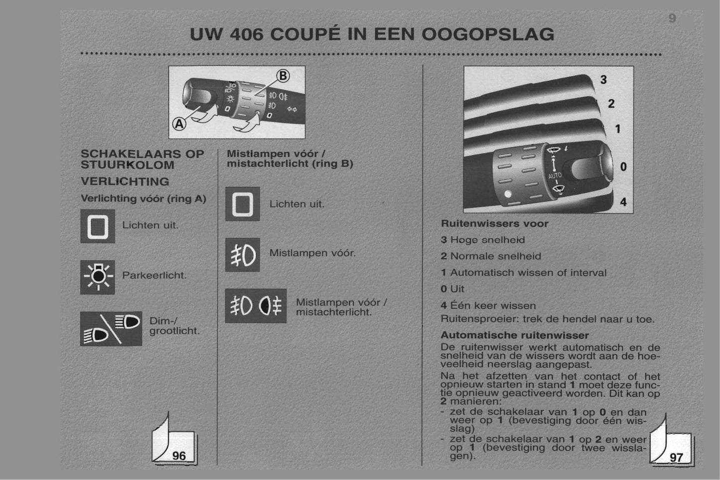 1998-2000 Peugeot 406 Coupé Owner's Manual | Dutch