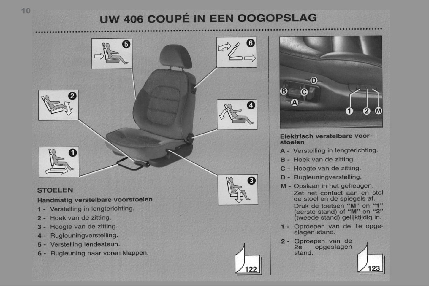 1998-2000 Peugeot 406 Coupé Owner's Manual | Dutch