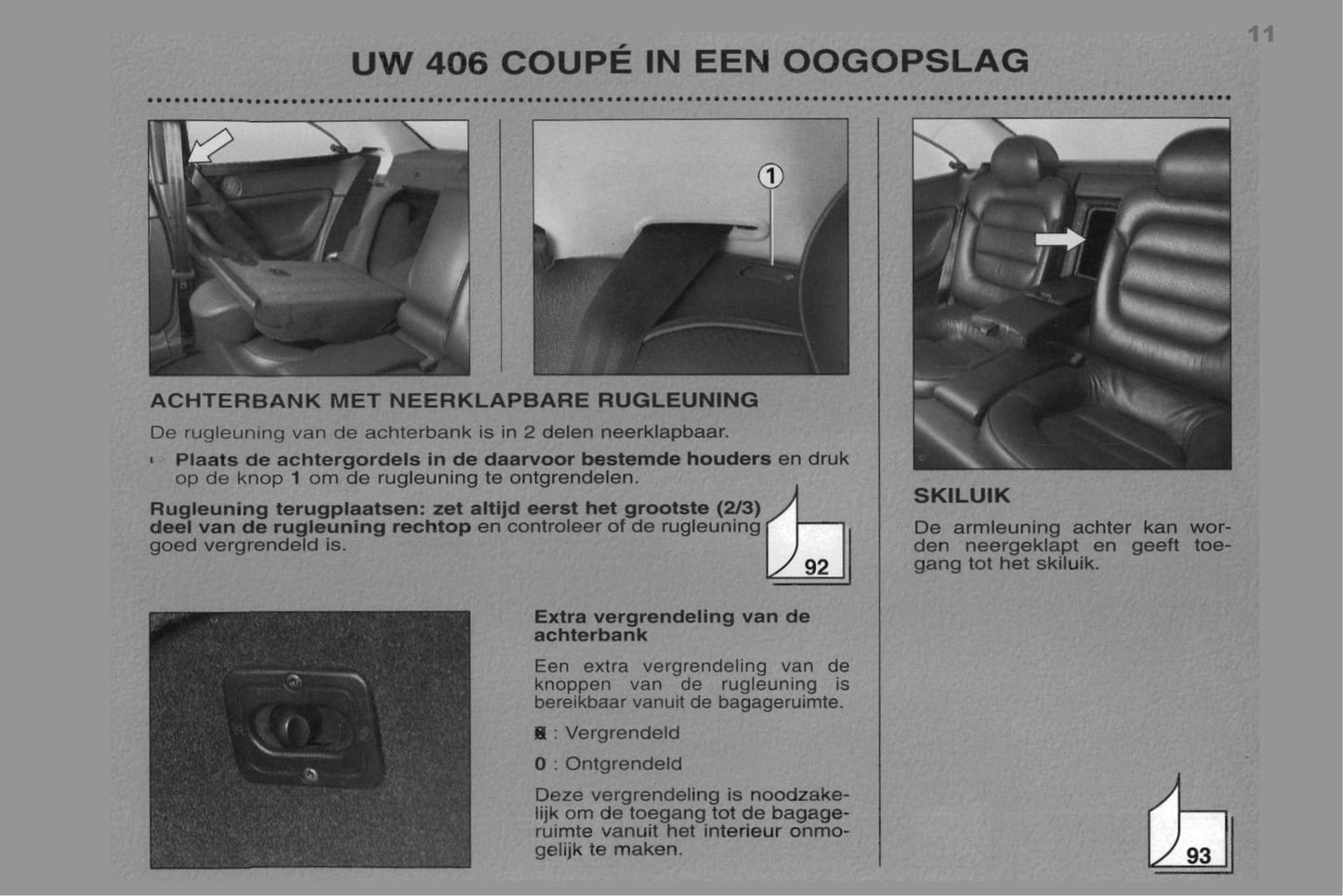 1998-2000 Peugeot 406 Coupé Owner's Manual | Dutch