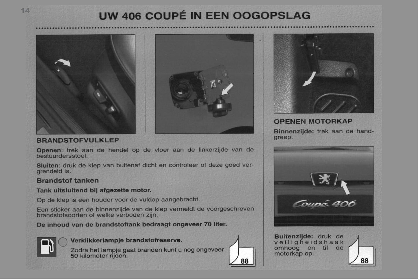 1998-2000 Peugeot 406 Coupé Owner's Manual | Dutch