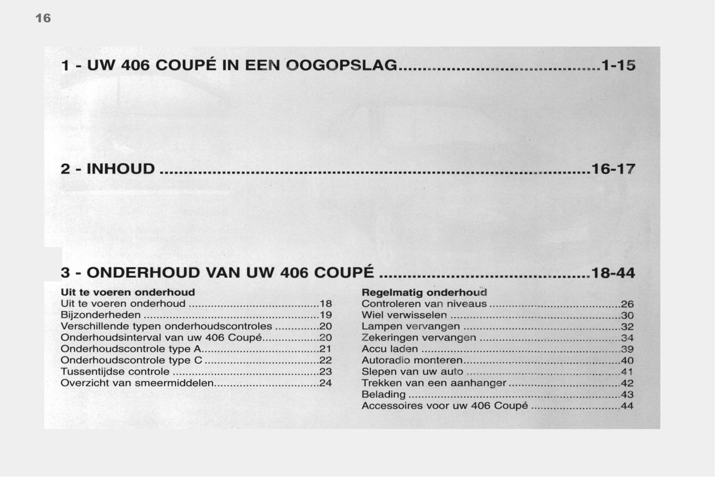 1998-2000 Peugeot 406 Coupé Owner's Manual | Dutch