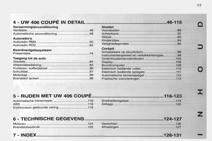 1998-2000 Peugeot 406 Coupé Owner's Manual | Dutch