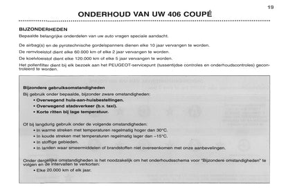 1998-2000 Peugeot 406 Coupé Owner's Manual | Dutch