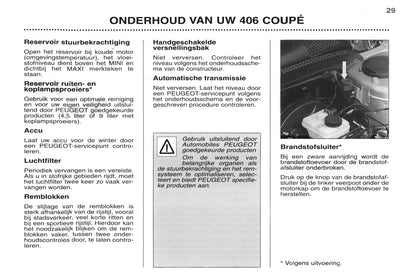 1998-2000 Peugeot 406 Coupé Owner's Manual | Dutch