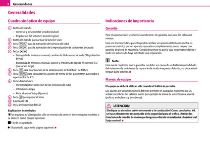 Skoda Radio Blues Manual de Instrucciones 2008 - 2010