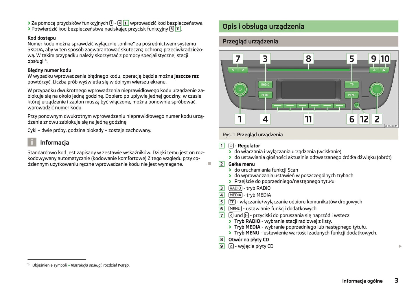 Skoda Radio Funky Instrukcja obsługi 2015